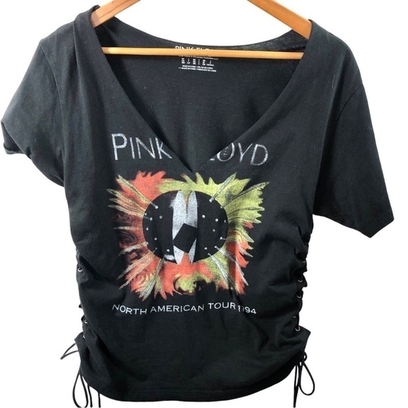 Pink Floyd Graphic T Shirt Grommet Lace Up Sz S North American Tour 1994 V Neck - Picture 3 of 7